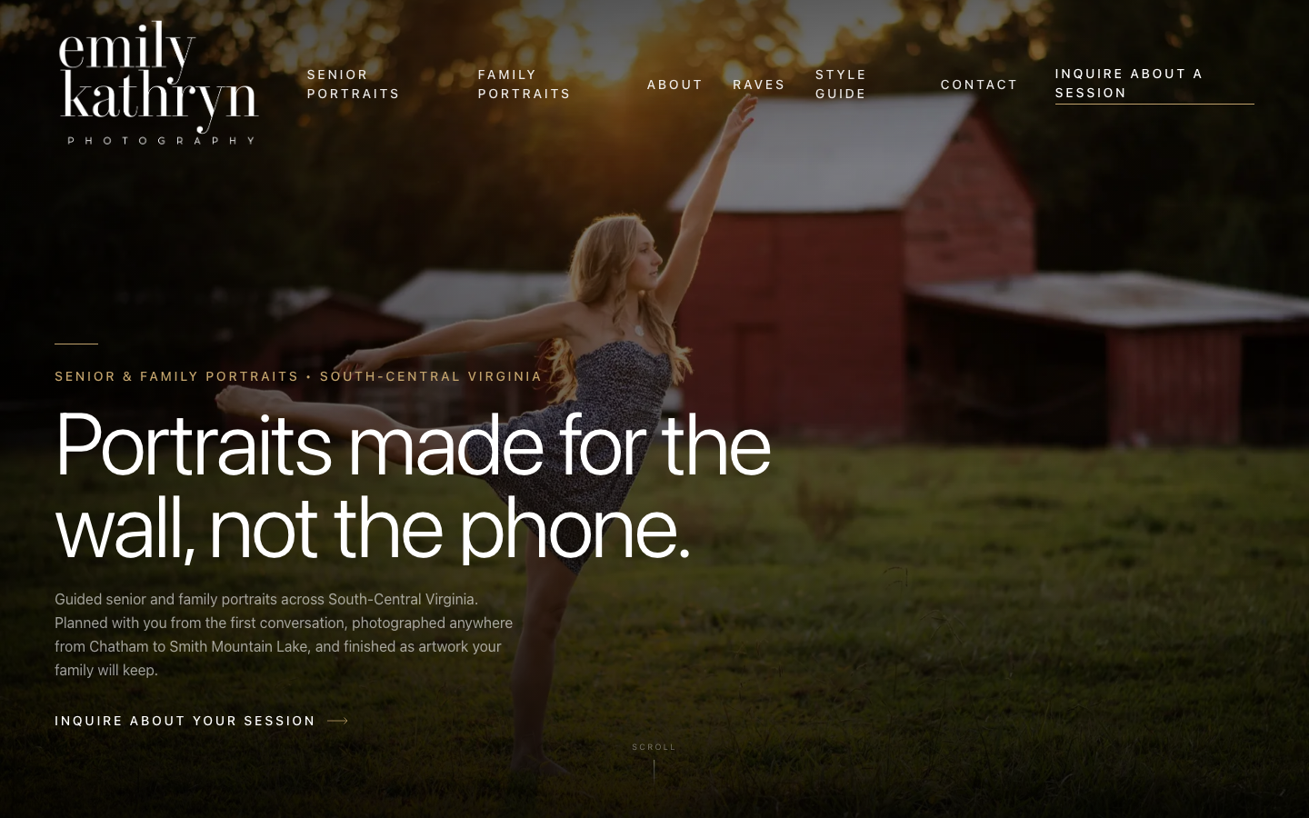 Emily Kathryn Photography website screenshot